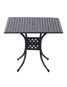 Outsunny 90cm Square Garden Table with Umbrella Hole, Black 84B-020
