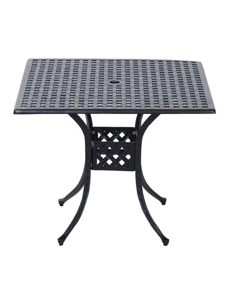 Outsunny 90cm Square Garden Table with Umbrella Hole, Black 84B-020 - pic 45220 | FastDaddyshop