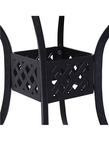 Outsunny 90cm Square Garden Table with Umbrella Hole, Aluminium Grid Motif Outdoor Dining Table for Garden Patio, Black 84B-020