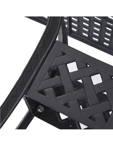 Outsunny 90cm Square Garden Table with Umbrella Hole, Aluminium Grid Motif Outdoor Dining Table for Garden Patio, Black 84B-020