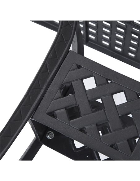 Outsunny 90cm Square Garden Table with Umbrella Hole, Aluminium Grid Motif Outdoor Dining Table for Garden Patio, Black 84B-020 - pic 45228 | FastDaddyshop