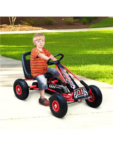 HOMCOM Kids Children Pedal Go Kart Cart Air Inflatable Tyres Motor Racing Style Suitable for 3 to 8 Years - pic 4524 | FastDaddyshop