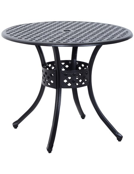 Outsunny 85cm Round Garden Table with Umbrella Hole, Black 84B-021 - pic 45247 | FastDaddyshop