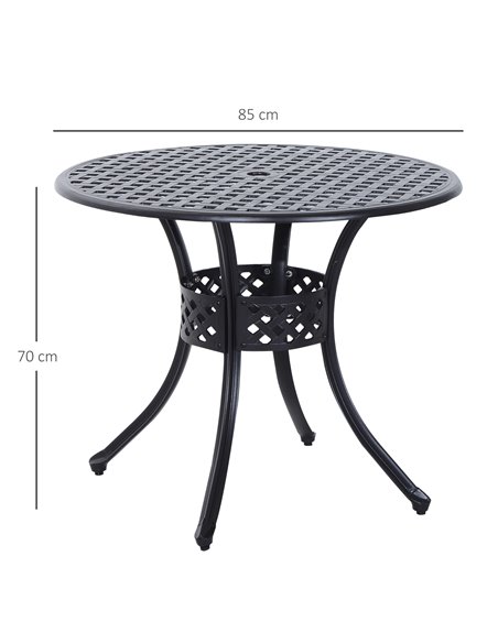 Outsunny 85cm Round Garden Table with Umbrella Hole, Black 84B-021 - pic 45249 | FastDaddyshop