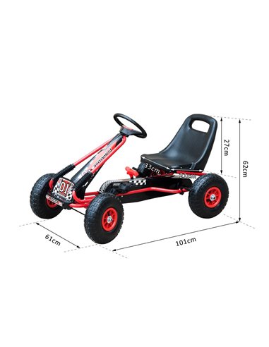 HOMCOM Kids Children Pedal Go Kart Cart Air Inflatable Tyres Motor Racing Style Suitable for 3 to 8 Years