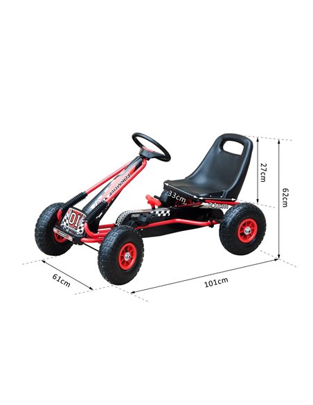 HOMCOM Kids Children Pedal Go Kart Cart Air Inflatable Tyres Motor Racing Style Suitable for 3 to 8 Years - pic 4525 | FastDaddyshop