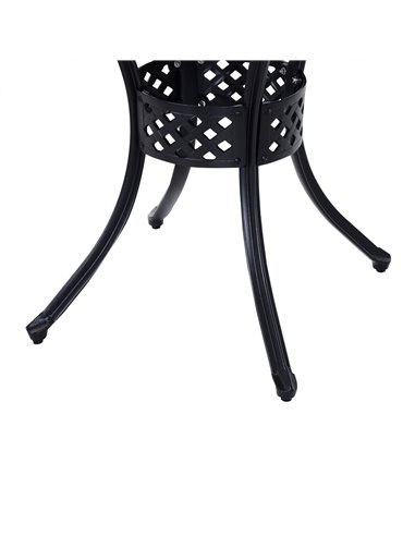 Outsunny 85cm Round Garden Table with Umbrella Hole, Aluminium Grid Motif Outdoor Dining Table for Garden Patio, Black 84B-021