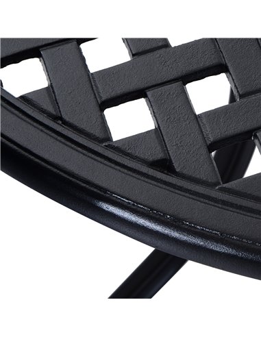 Outsunny 85cm Round Garden Table with Umbrella Hole, Aluminium Grid Motif Outdoor Dining Table for Garden Patio, Black 84B-021