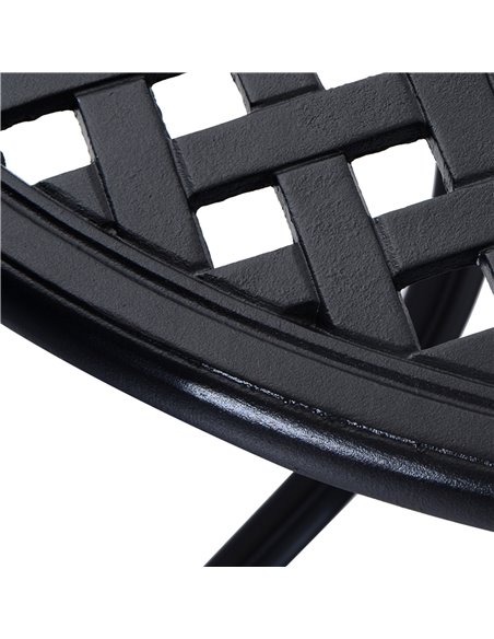 Outsunny 85cm Round Garden Table with Umbrella Hole, Aluminium Grid Motif Outdoor Dining Table for Garden Patio, Black 84B-021 - pic 45255 | FastDaddyshop