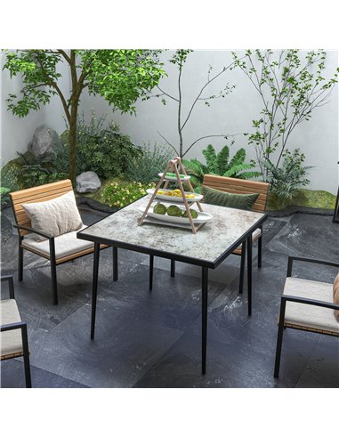 Outsunny Outdoor Square Garden Dining Table for 4, Grey 84G-346V00GY