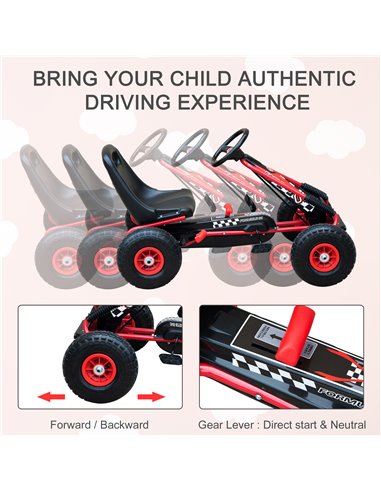 HOMCOM Kids Children Pedal Go Kart Cart Air Inflatable Tyres Motor Racing Style Suitable for 3 to 8 Years