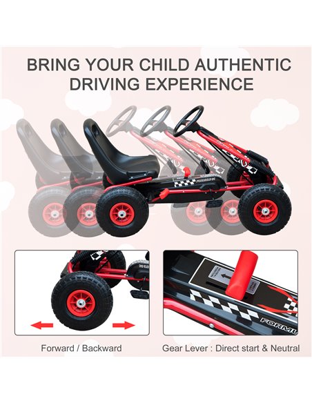 HOMCOM Kids Children Pedal Go Kart Cart Air Inflatable Tyres Motor Racing Style Suitable for 3 to 8 Years - pic 4526 | FastDaddyshop