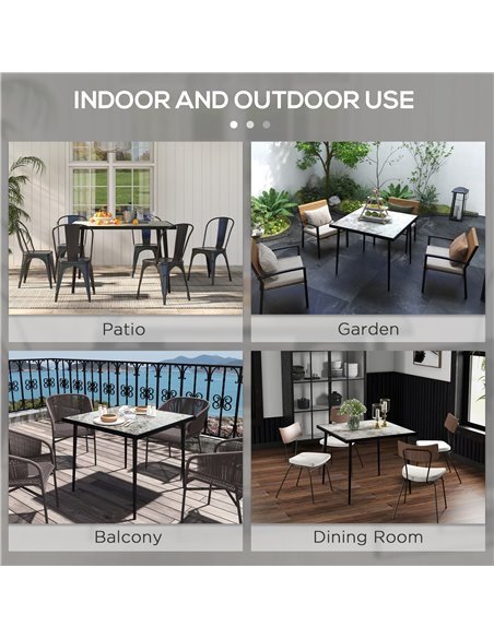 Outsunny Square Garden Table, Outdoor Dining Table for 4 with Marble Effect Tempered Glass Top and Steel Frame for Patio, Grey 8 - pic 45261 | FastDaddyshop