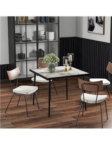 Outsunny Square Garden Table, Outdoor Dining Table for 4 with Marble Effect Tempered Glass Top and Steel Frame for Patio, Grey 8