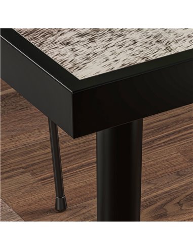 Outsunny Square Garden Table, Outdoor Dining Table for 4 with Marble Effect Tempered Glass Top and Steel Frame for Patio, Grey 8