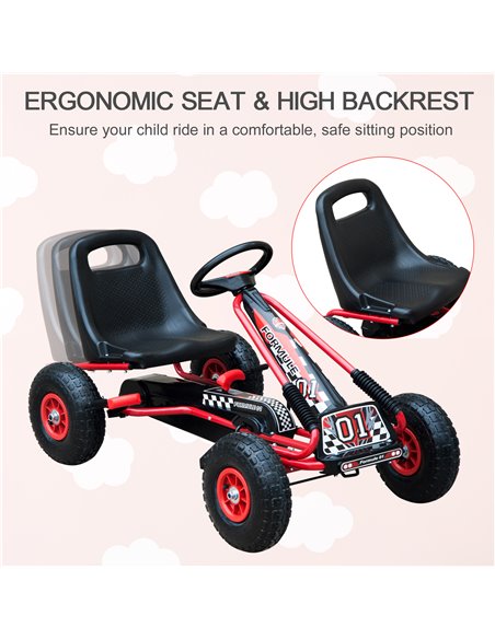 HOMCOM Kids Children Pedal Go Kart Cart Air Inflatable Tyres Motor Racing Style Suitable for 3 to 8 Years - pic 4527 | FastDaddyshop
