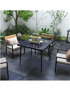 Outsunny Square Garden Table, Outdoor Dining Table for 4, Black 84G-346V00BK 2