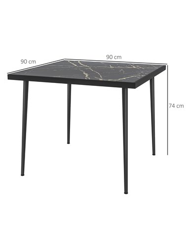 Outsunny Square Garden Table, Outdoor Dining Table for 4, Black 84G-346V00BK