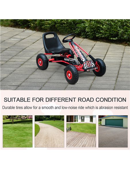 HOMCOM Kids Children Pedal Go Kart Cart Air Inflatable Tyres Motor Racing Style Suitable for 3 to 8 Years - pic 4528 | FastDaddyshop