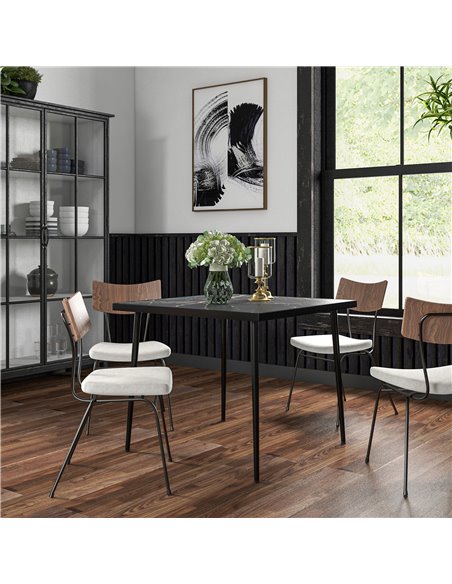 Outsunny Square Garden Table, Outdoor Dining Table for 4 with Marble Effect Tempered Glass Top and Steel Frame for Patio, Black  - pic 45280 | FastDaddyshop