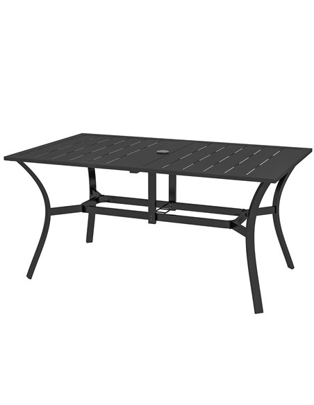 Outsunny Rectangle Garden Dining Table with Parasol Hole, Black 84G-294V00BK - pic 45283 | FastDaddyshop