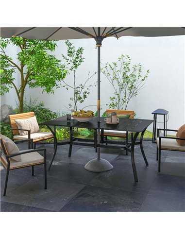 Outsunny Rectangle Garden Dining Table with Parasol Hole, Black 84G-294V00BK