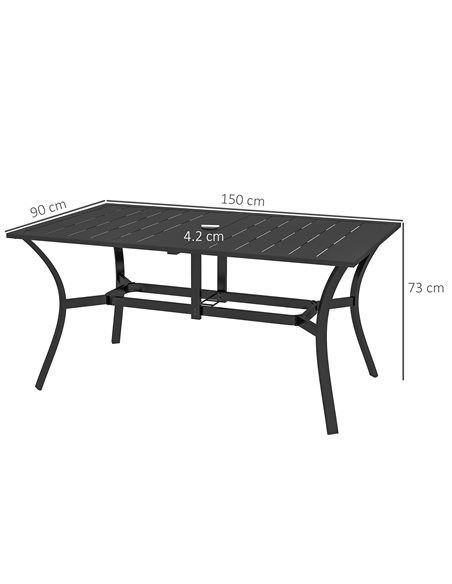 Outsunny Rectangle Garden Dining Table with Parasol Hole, Black 84G-294V00BK - pic 45285 | FastDaddyshop