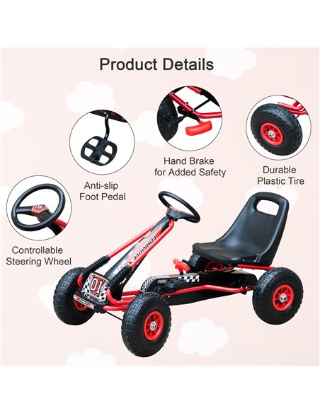 HOMCOM Kids Children Pedal Go Kart Cart Air Inflatable Tyres Motor Racing Style Suitable for 3 to 8 Years - pic 4529 | FastDaddyshop