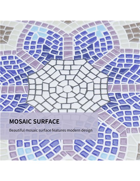 Outsunny Outdoor Mosaic Round Garden Table, Patio Bistro Coffee Side Table with 60cm Ceramic Top for Garden, Blue and White 84B- - pic 45305 | FastDaddyshop