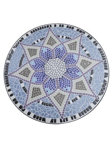 Outsunny Outdoor Mosaic Round Garden Table, Patio Bistro Coffee Side Table with 60cm Ceramic Top for Garden, Blue and White 84B-