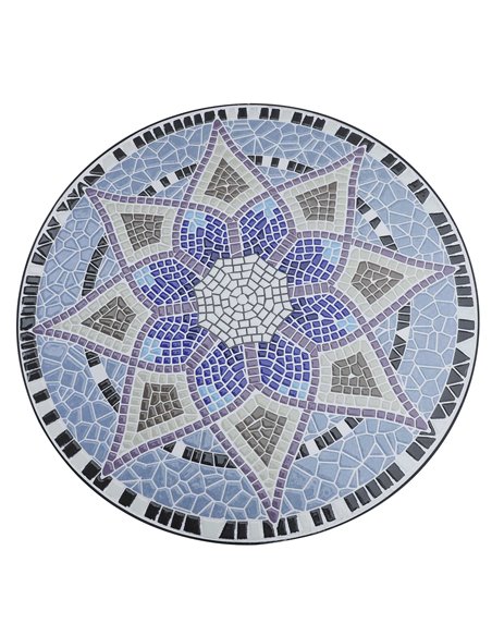 Outsunny Outdoor Mosaic Round Garden Table, Patio Bistro Coffee Side Table with 60cm Ceramic Top for Garden, Blue and White 84B- - pic 45307 | FastDaddyshop