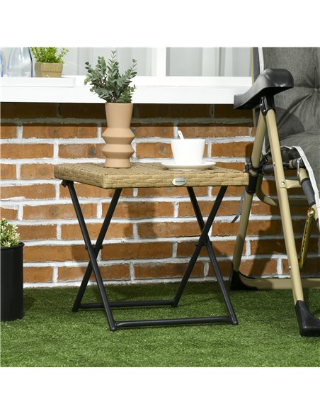 Outsunny Garden Small Folding Square Rattan Coffee Table, Natural 867-034V00ND - pic 45320 | FastDaddyshop