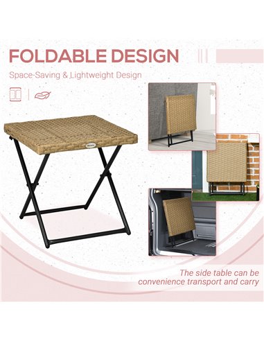 Outsunny Garden Small Folding Square Rattan Coffee Table, Natural 867-034V00ND
