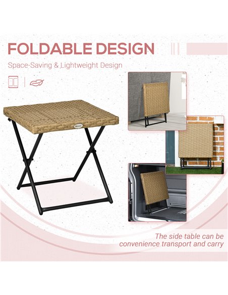 Outsunny Garden Small Folding Square Rattan Coffee Table, Natural 867-034V00ND - pic 45321 | FastDaddyshop
