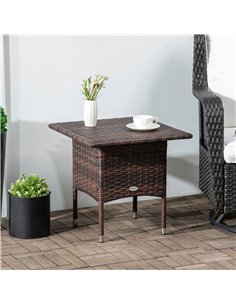 Outsunny Outdoor Rattan Side Table Coffee Table, Mixed Brown 867-133V00MB 2