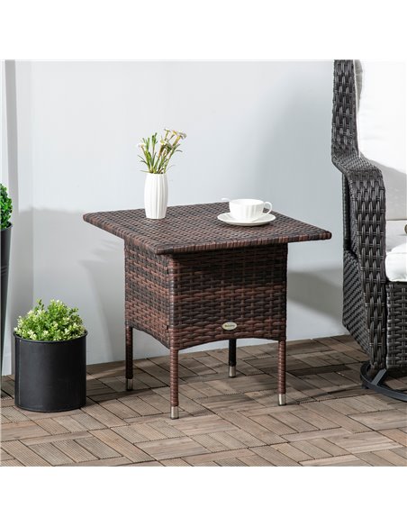 Outsunny Outdoor Rattan Side Table Coffee Table, Mixed Brown 867-133V00MB - pic 45329 | FastDaddyshop