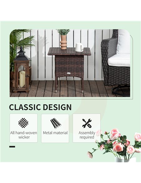 Outsunny Outdoor Rattan Side Table Coffee Table, Mixed Brown 867-133V00MB - pic 45330 | FastDaddyshop
