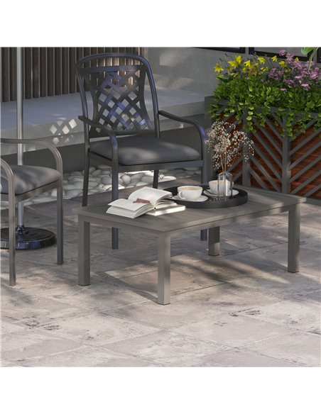 Outsunny Aluminium Outdoor Slat Patio Coffee Table, Brown 84G-324V00BN - pic 45338 | FastDaddyshop