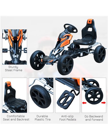 HOMCOM Kids Ride On Pedal Go Kart Indoor Outdoor Sports Toy Braking System