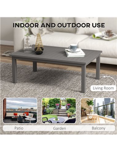 Outsunny Aluminium Outdoor Side Table, Slat Patio Coffee Table with Wood Grain Effect for Garden, Balcony, 100cm x 60cm, Brown 8