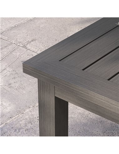 Outsunny Aluminium Outdoor Side Table, Slat Patio Coffee Table with Wood Grain Effect for Garden, Balcony, 100cm x 60cm, Brown 8