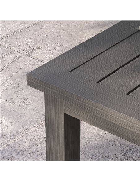 Outsunny Aluminium Outdoor Side Table, Slat Patio Coffee Table with Wood Grain Effect for Garden, Balcony, 100cm x 60cm, Brown 8 - pic 45344 | FastDaddyshop