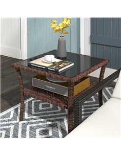 Outsunny 50cm Outdoor PE Rattan Coffee Table, Brown 867-164V00BN 2