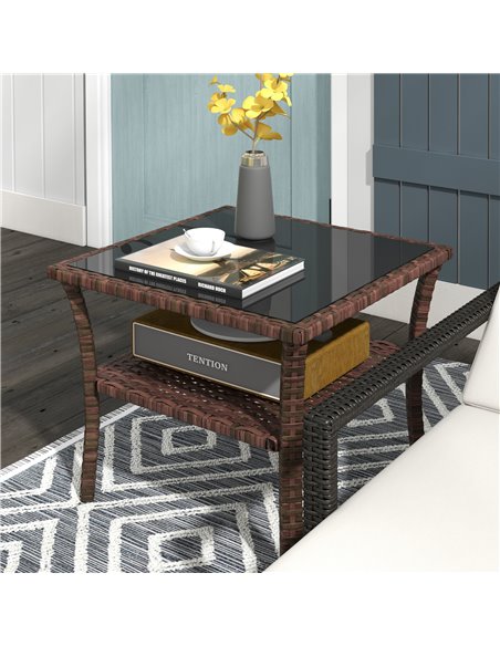 Outsunny 50cm Outdoor PE Rattan Coffee Table, Brown 867-164V00BN - pic 45347 | FastDaddyshop
