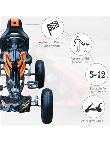 HOMCOM Kids Ride On Pedal Go Kart Indoor Outdoor Sports Toy Braking System