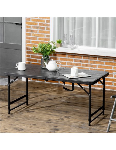 Outsunny Foldable Height Adjustable Patio Dining Table for 4, Dark Grey 84G-005V00CG - pic 45356 | FastDaddyshop