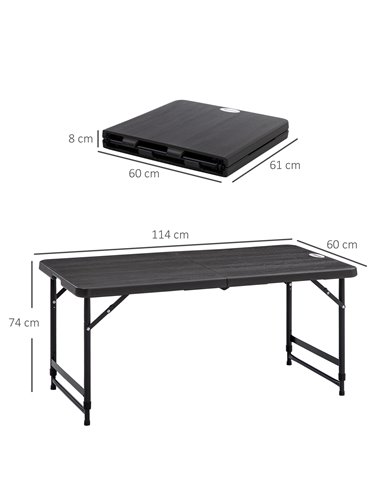 Outsunny Foldable Height Adjustable Patio Dining Table for 4, Dark Grey 84G-005V00CG
