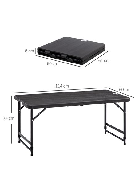 Outsunny Foldable Height Adjustable Patio Dining Table for 4, Dark Grey 84G-005V00CG - pic 45357 | FastDaddyshop