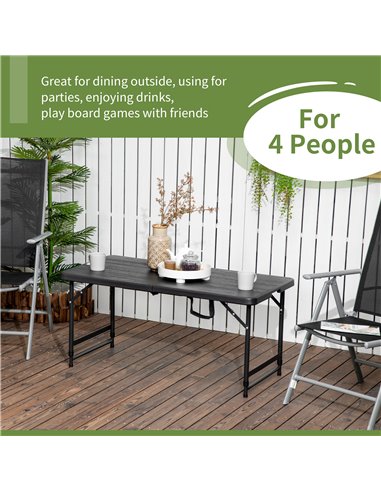 Outsunny Foldable Patio Dining Table for 4, Height Adjustable Outdoor Table for Garden, Lawn, Dark Grey 84G-005V00CG
