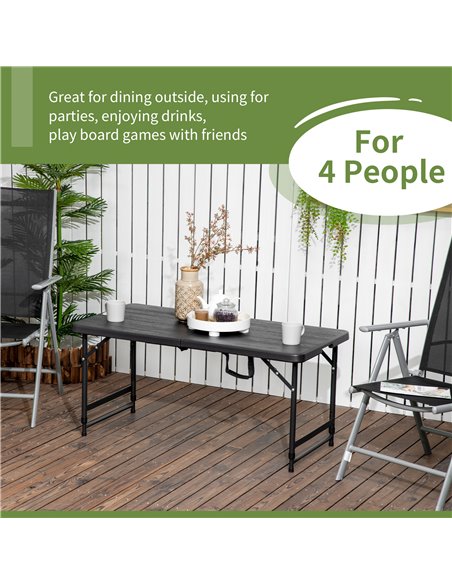 Outsunny Foldable Patio Dining Table for 4, Height Adjustable Outdoor Table for Garden, Lawn, Dark Grey 84G-005V00CG - pic 45358 | FastDaddyshop